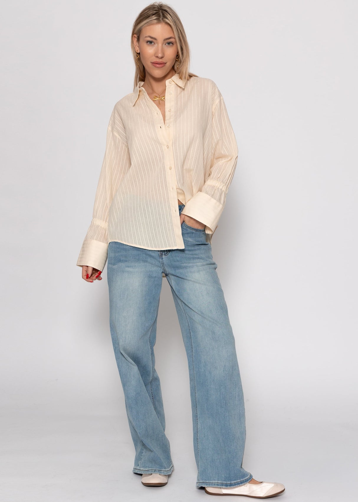 Bluse mit Ärmeldetails - buttergelb