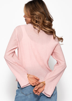 Chiffon Bluse mit Schleifenverschluss - rosa