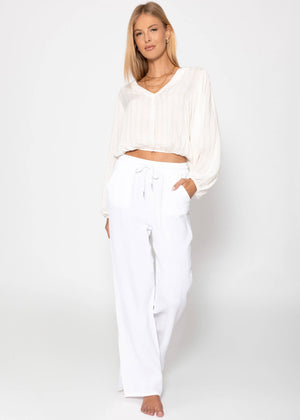 Blouse with glitter stripes - off-white