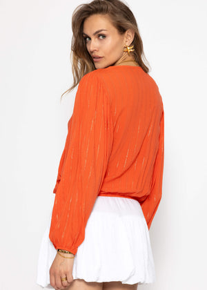 Blouse with glitter stripes - orange