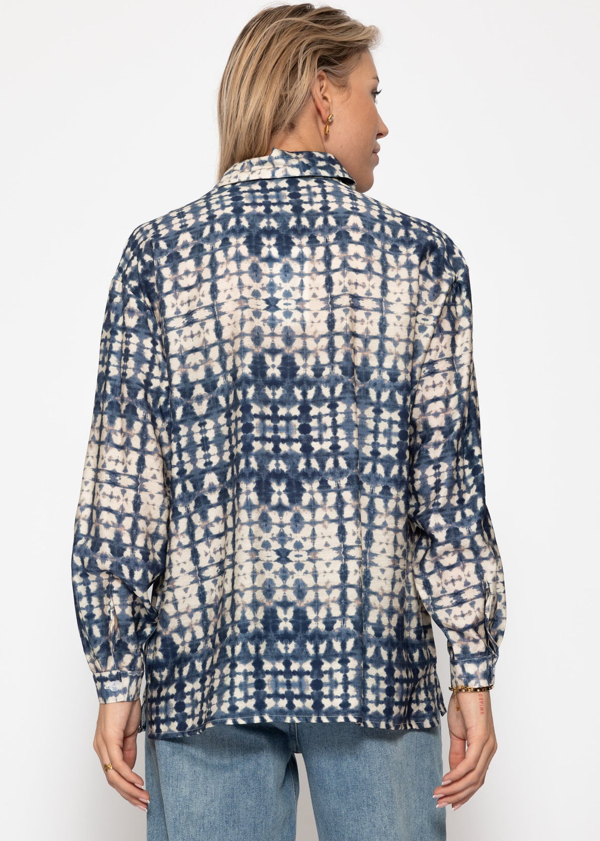Bluse mit Print - blau