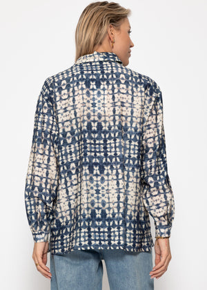 Bluse mit Print - blau