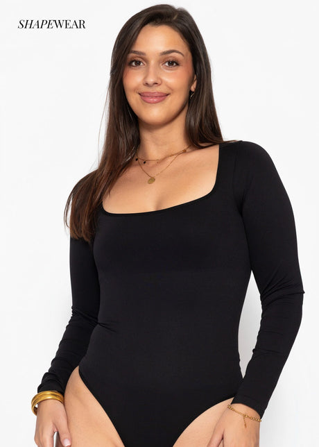 Bodysuit Sculpting Shapewear Langarm mit String - schwarz by SASSYCLASSY