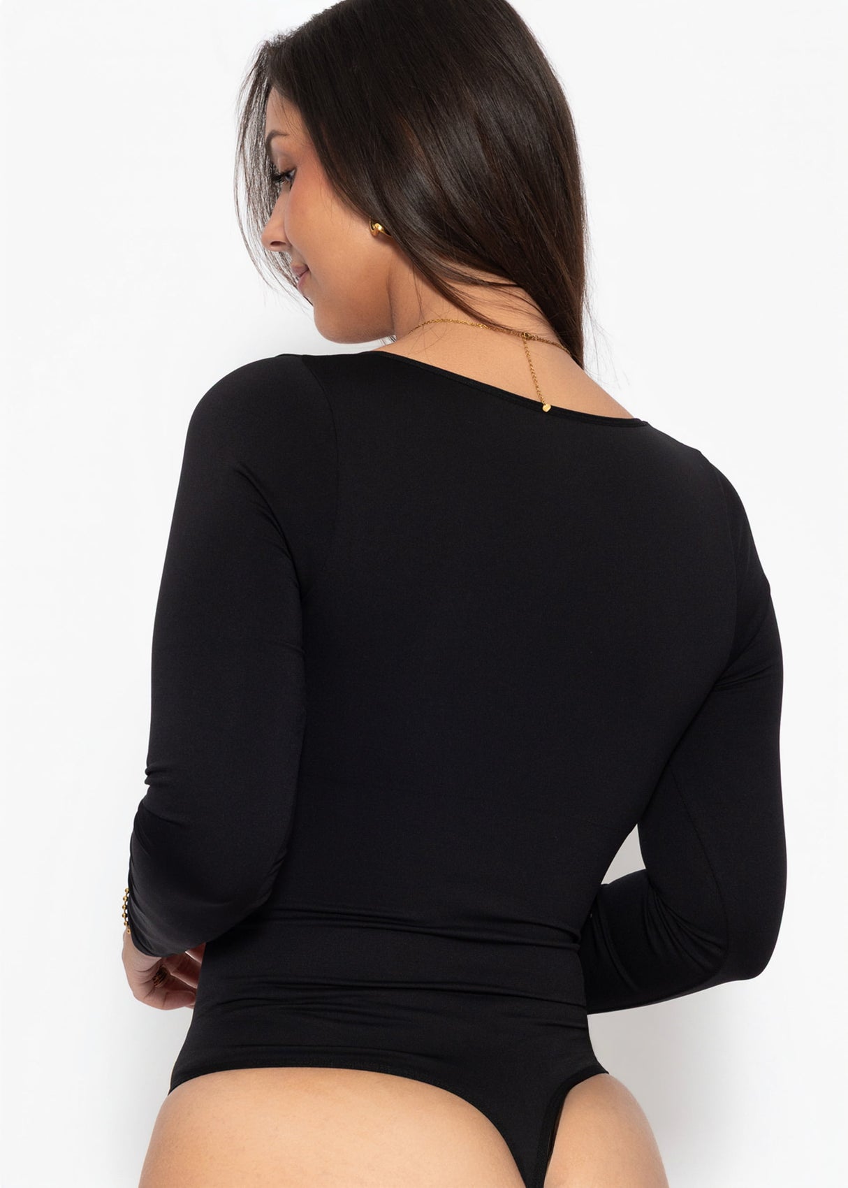 Bodysuit Sculpting Shapewear Langarm mit String - schwarz
