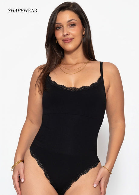 Bodysuit Sculpting Shapewear mit String und Spitze - schwarz by SASSYCLASSY