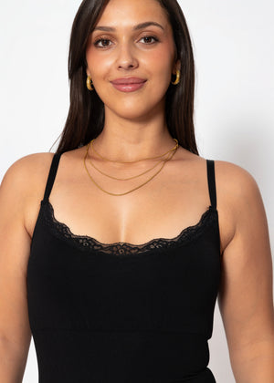 Bodysuit Sculpting Shapewear mit String und Spitze - schwarz