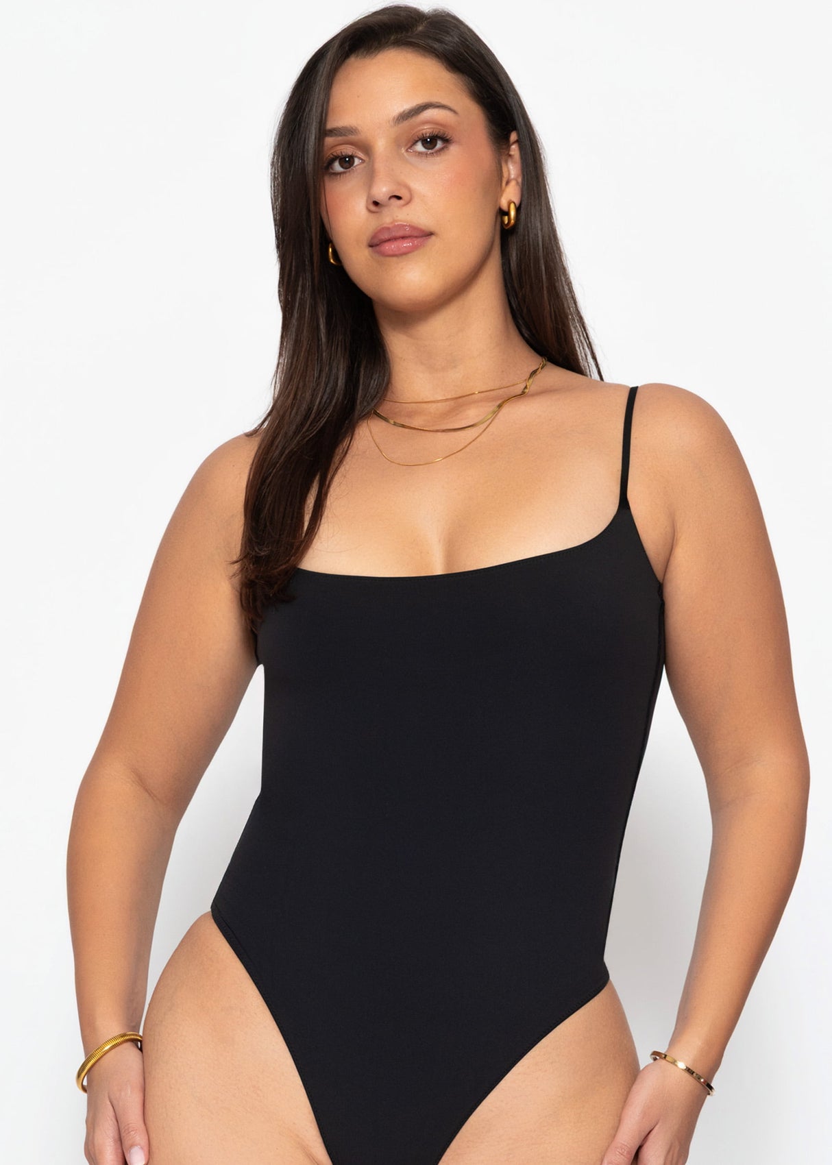 Bodysuit Soft Shapewear mit String und Spaghetti Träger - schwarz
