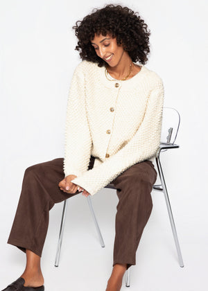 Bouclé Strickjacke - offwhite