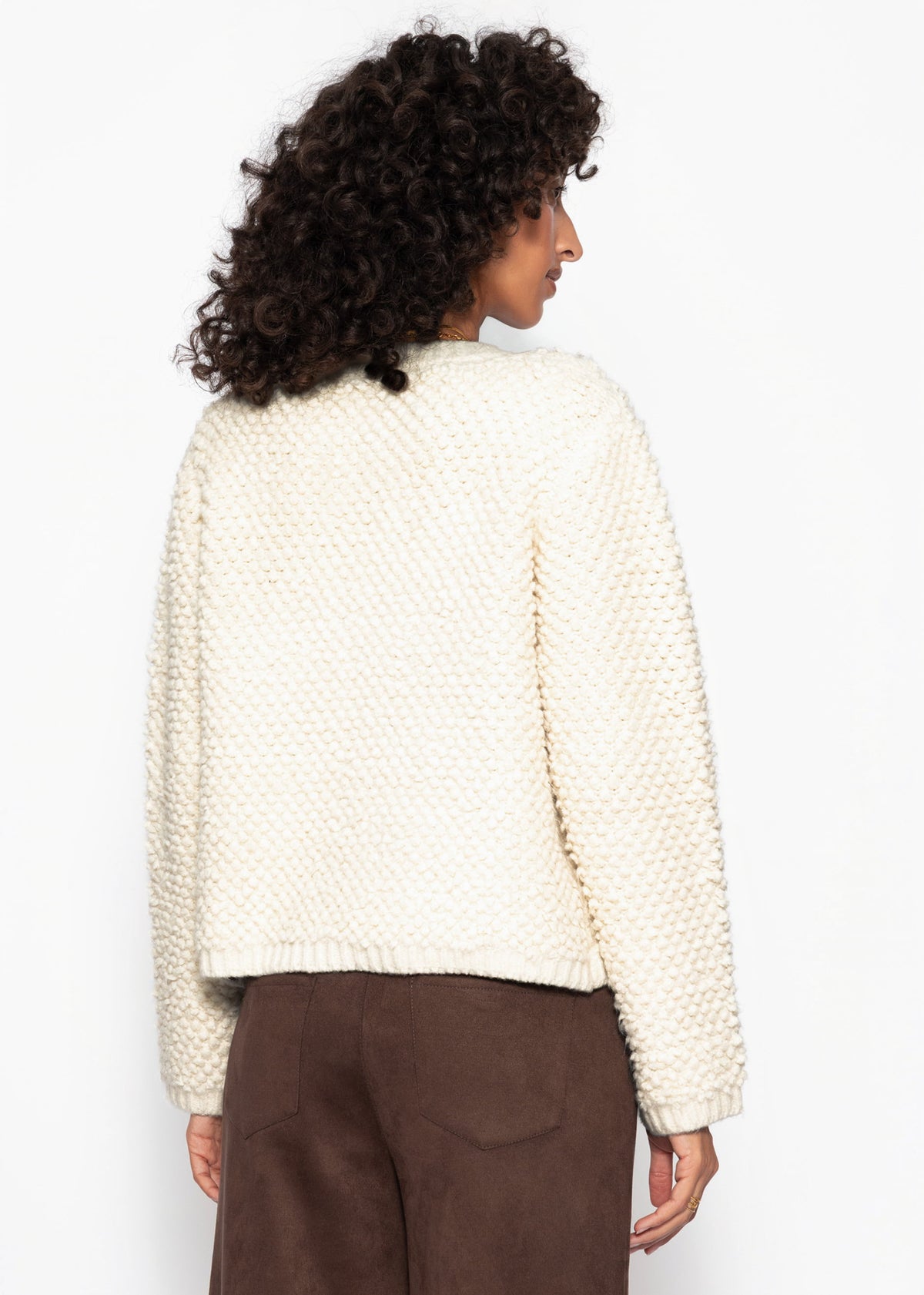 Bouclé Strickjacke - offwhite