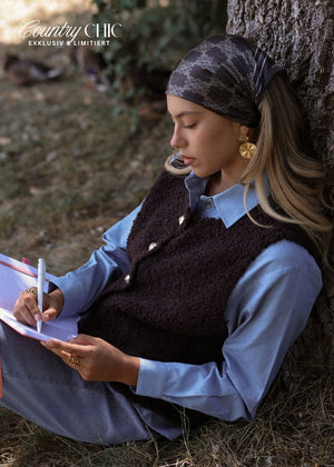 Bouclé-Weste mit Taschen - braun