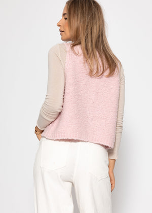 Bouclé vest with pockets - pink