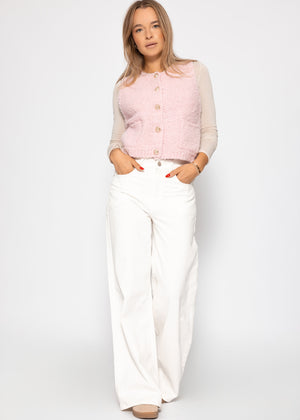 Bouclé vest with pockets - pink