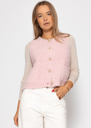 Bouclé vest with pockets - pink