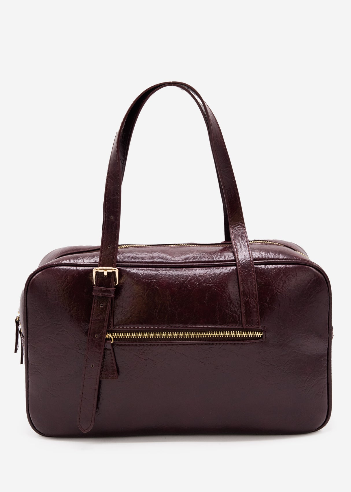 Faux leather bowling bag - burgundy