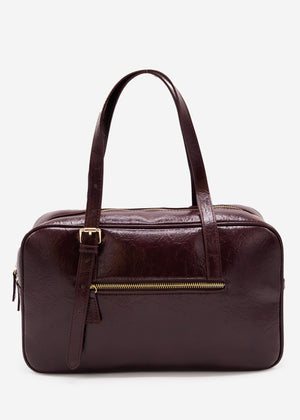 Faux leather bowling bag - burgundy