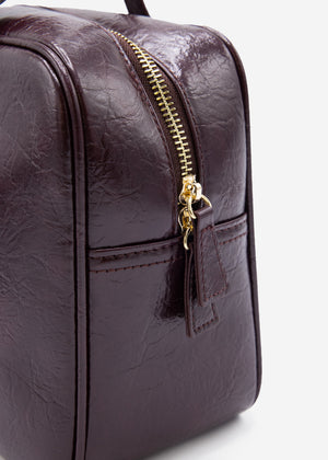 Faux leather bowling bag - burgundy