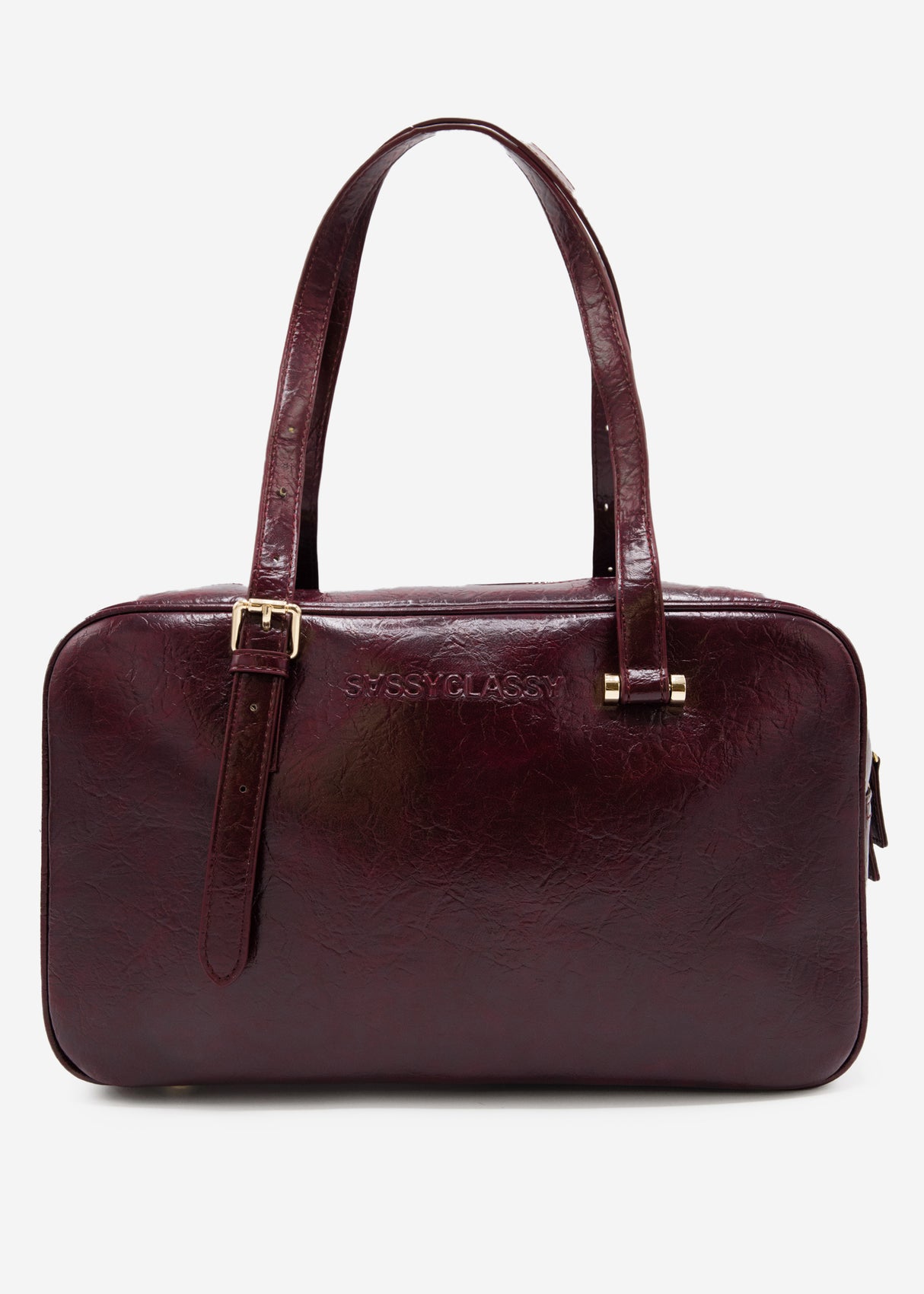 Faux leather bowling bag - burgundy