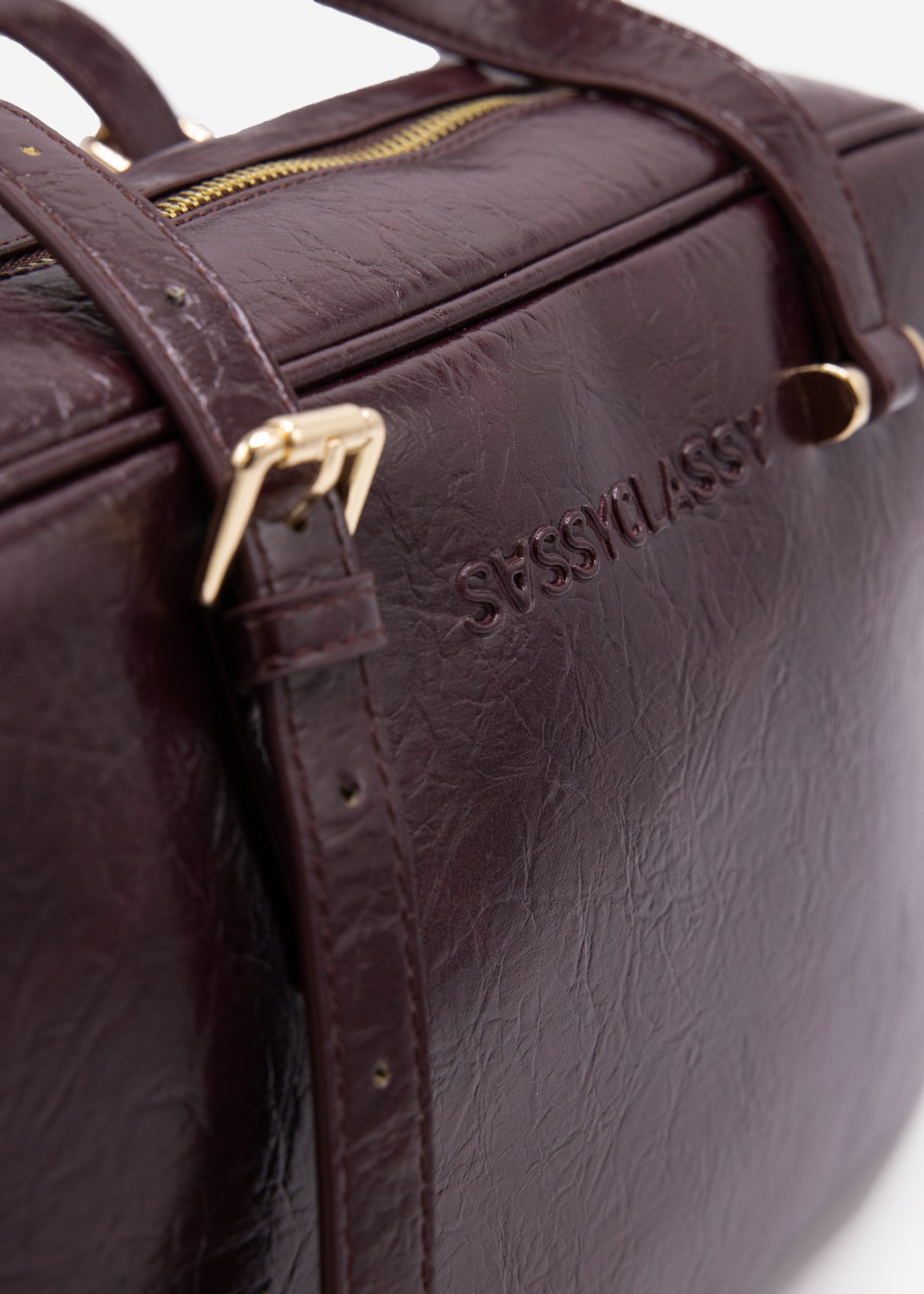 Faux leather bowling bag - burgundy