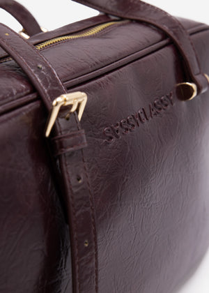 Faux leather bowling bag - burgundy