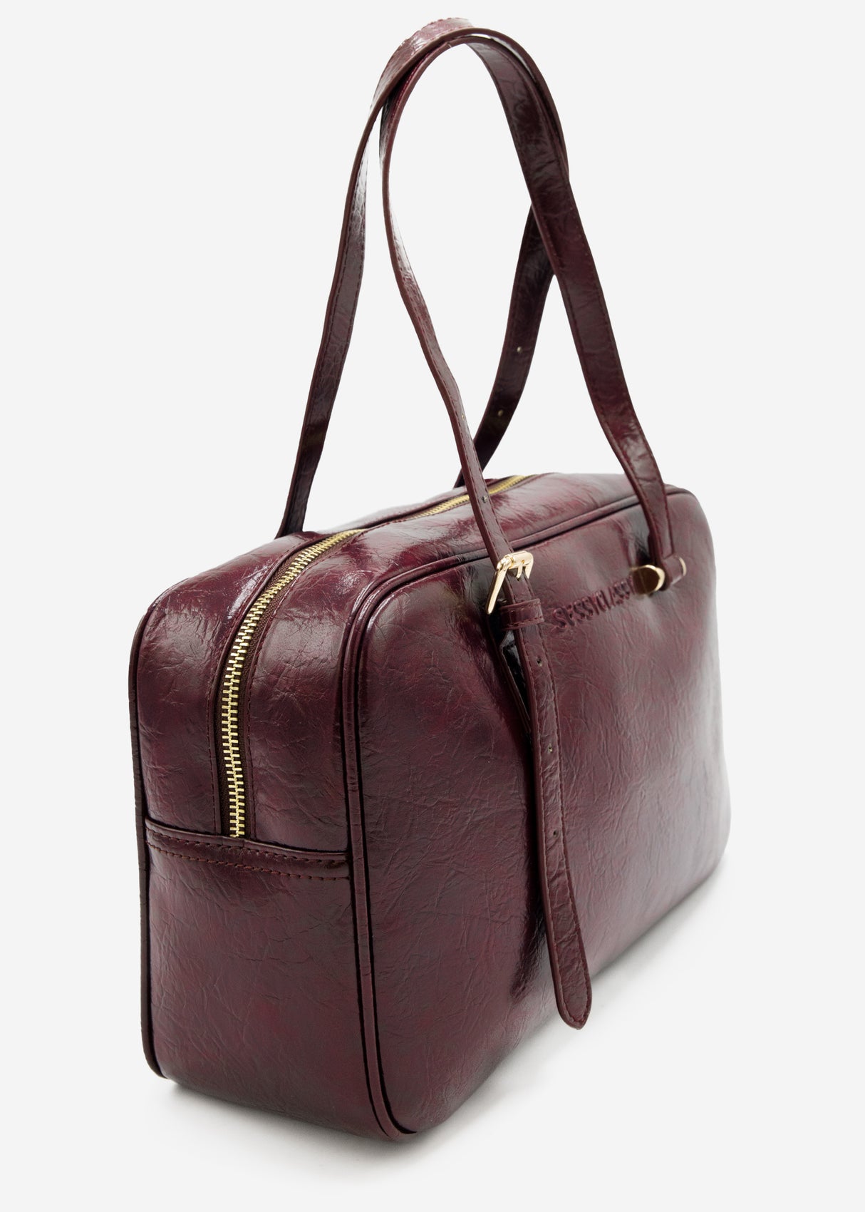 Faux leather bowling bag - burgundy