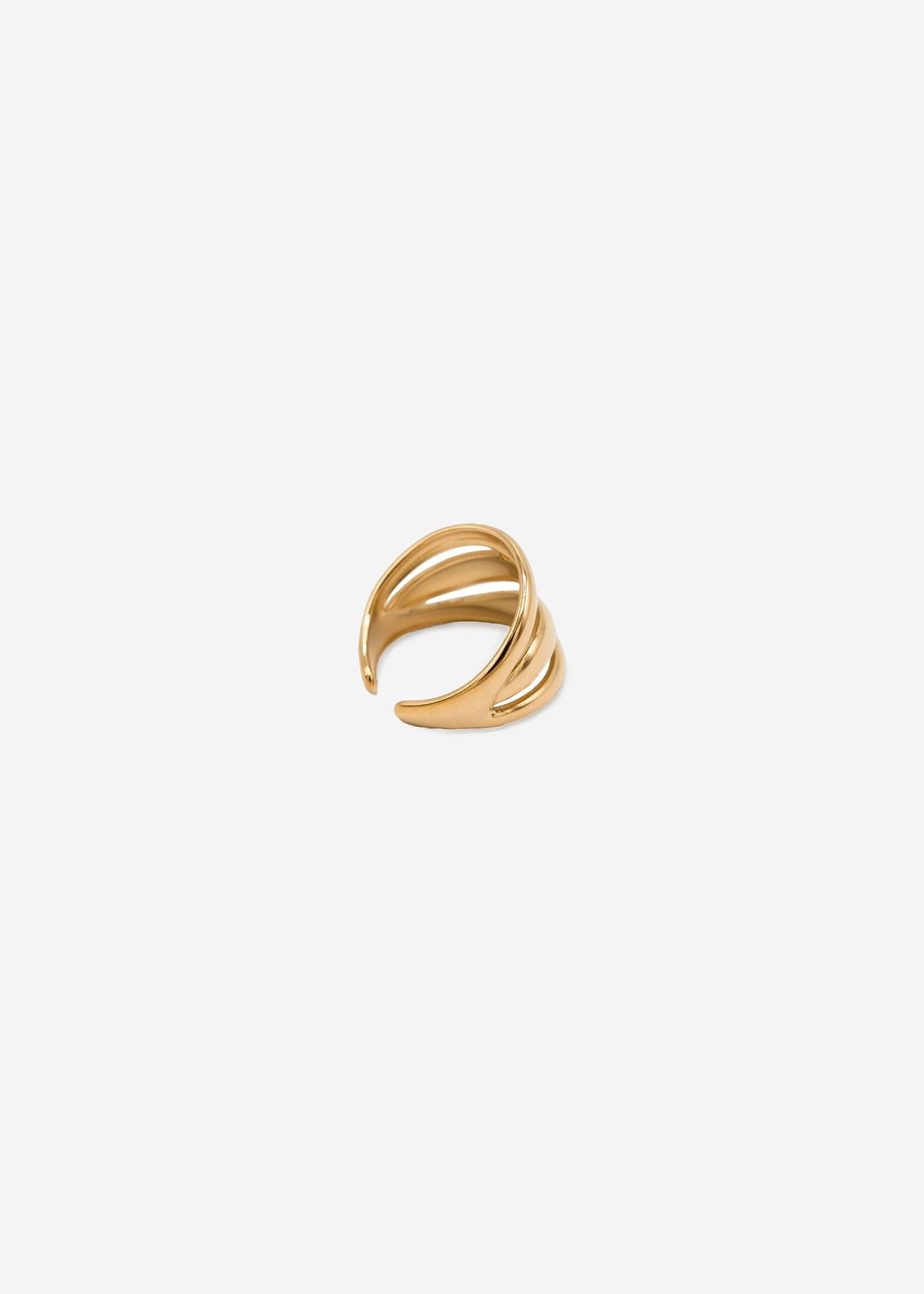 Wide ring with white gemstone - gold