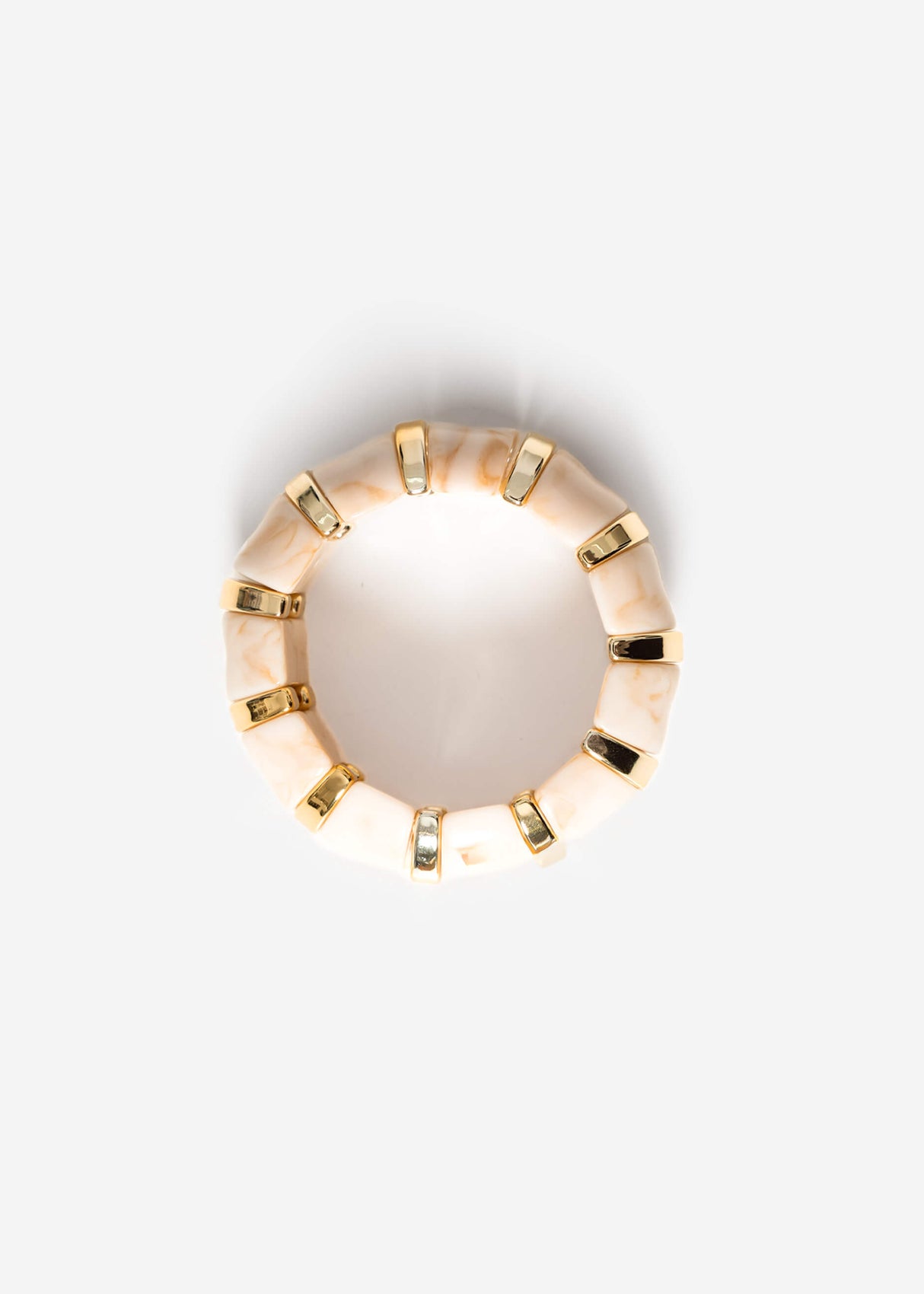 Wide bracelet with gold-colored elements - beige