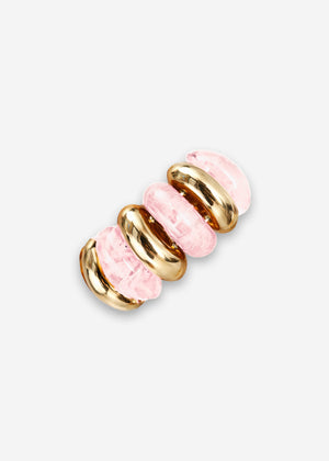 Wide bracelet with gold-colored elements - pink