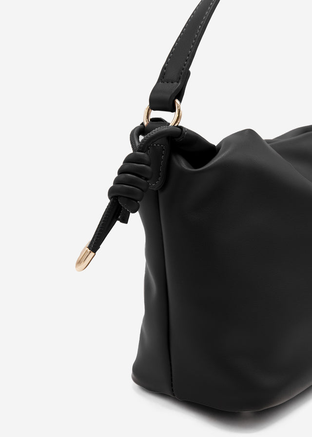 Bucket Bag aus Kunstleder - schwarz