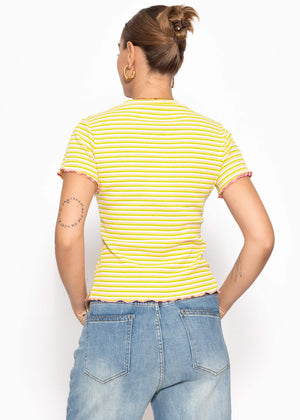 Bunt gestreiftes T-Shirt - gelb