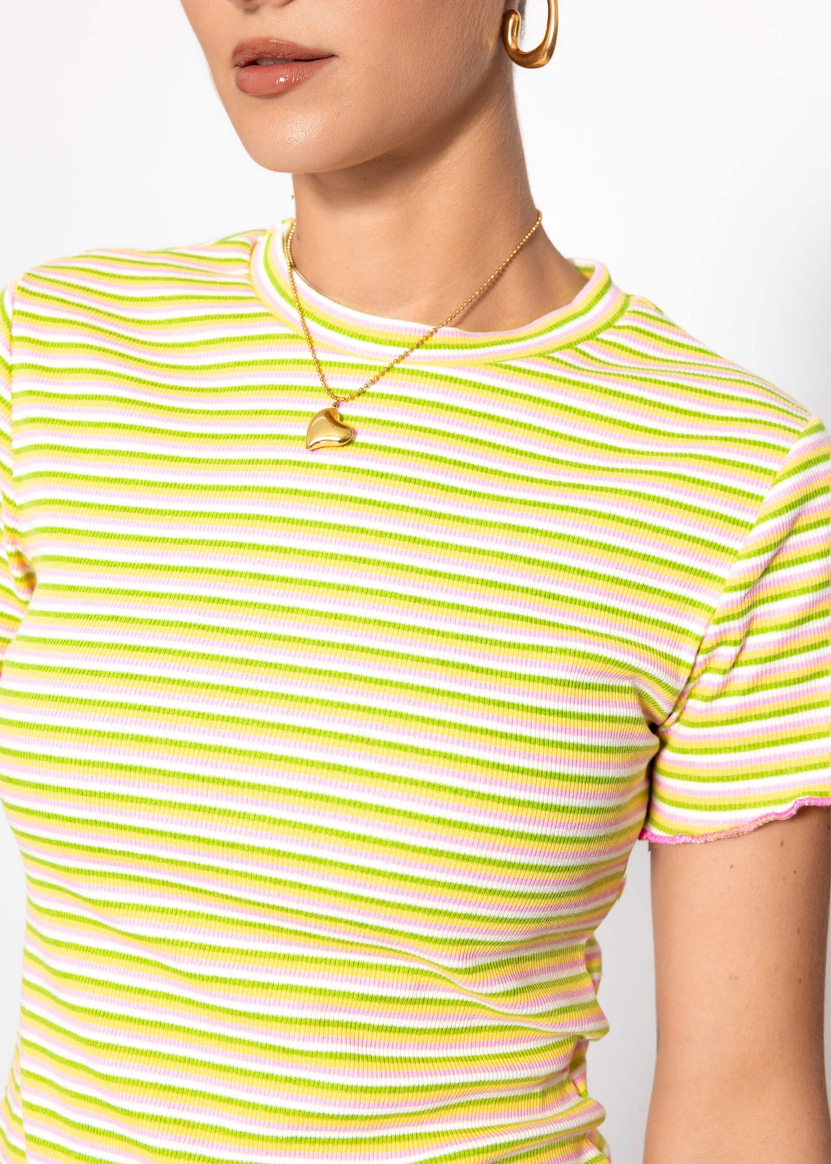 Bunt gestreiftes T-Shirt - gelb