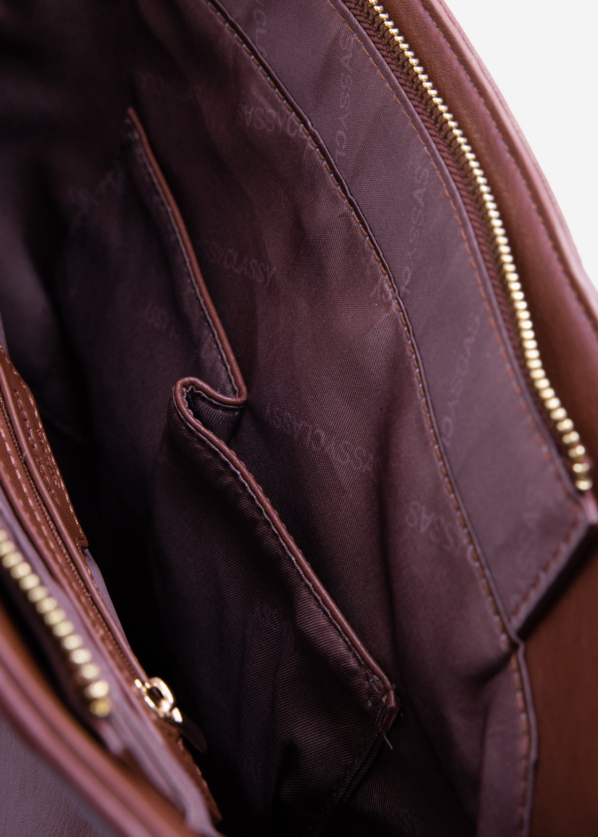 Business handbag with decorative buckle - dark brown