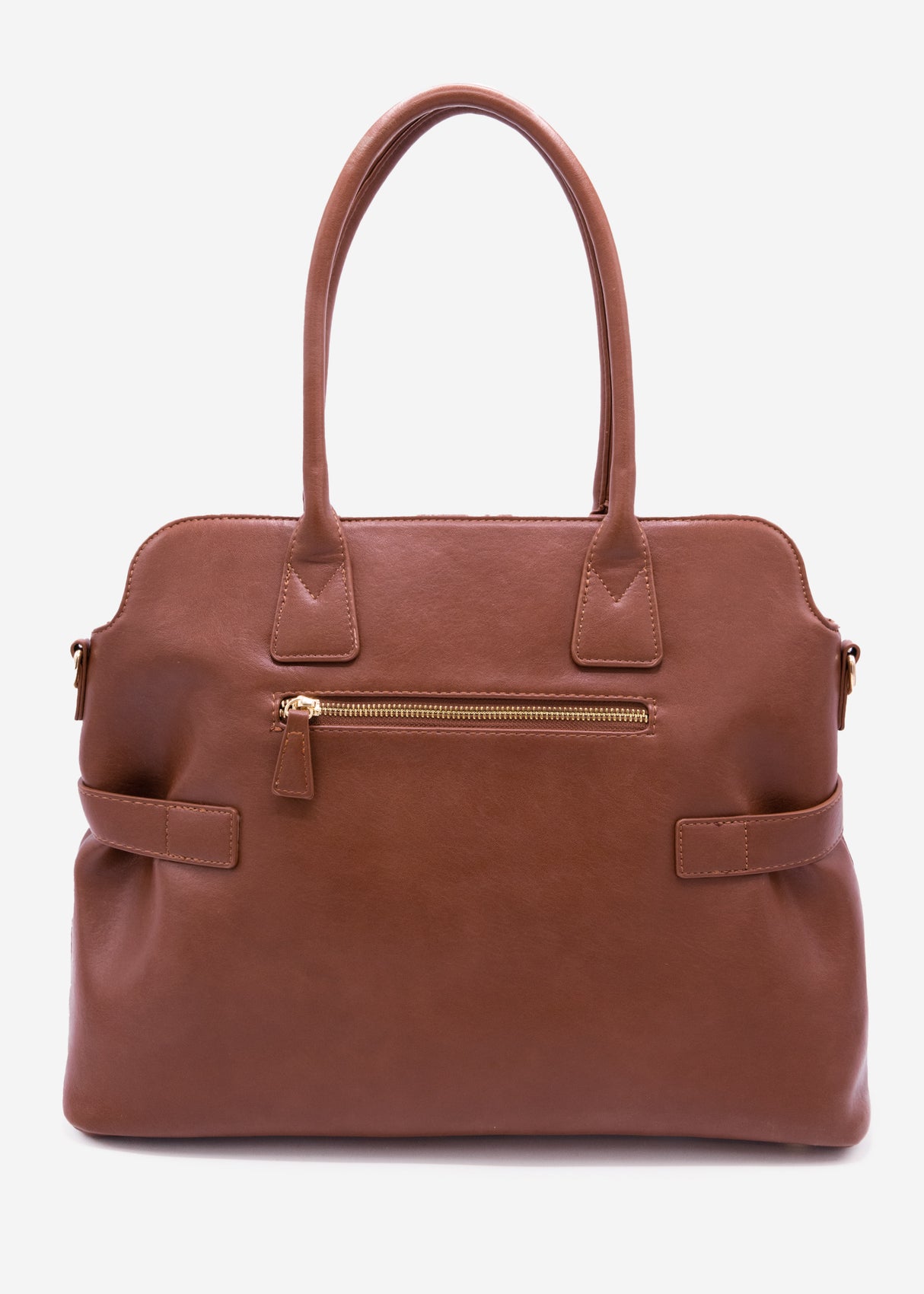 Business handbag with decorative buckle - dark brown