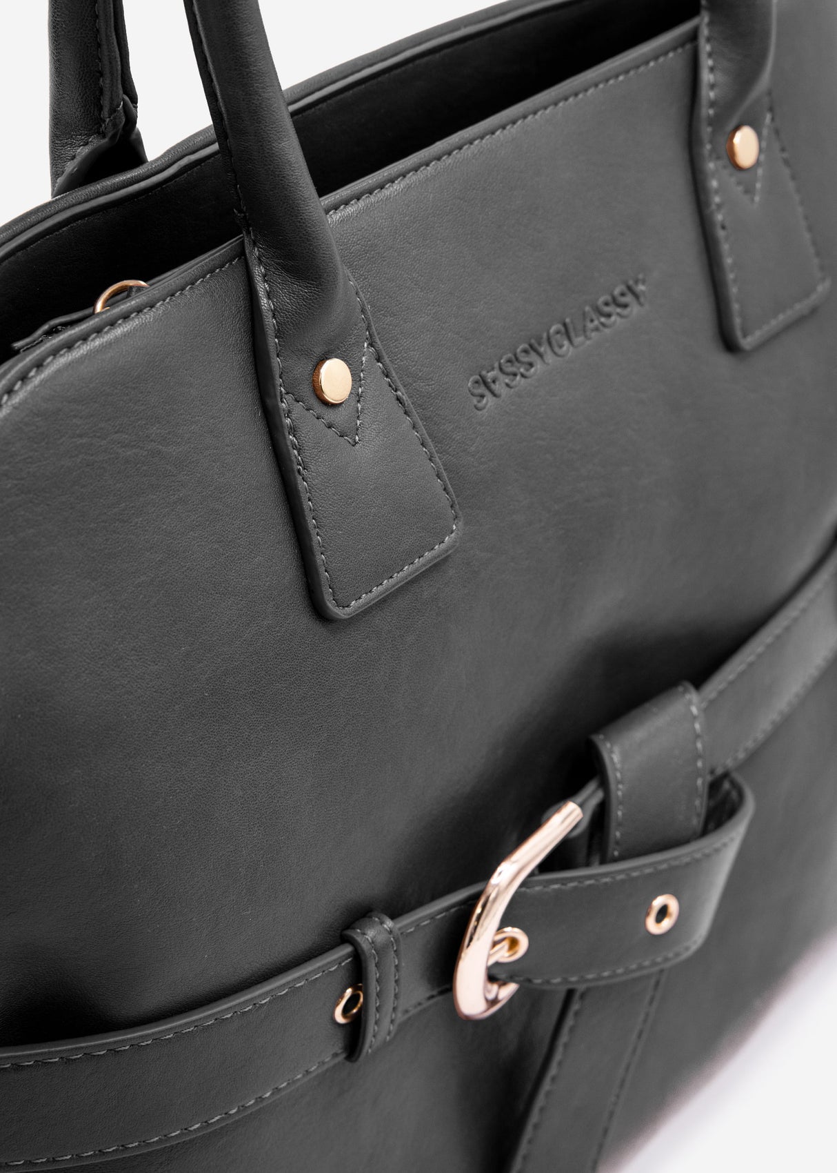 Business handbag with decorative buckle - black