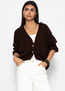 Cardigan with 3/4 sleeves - brown