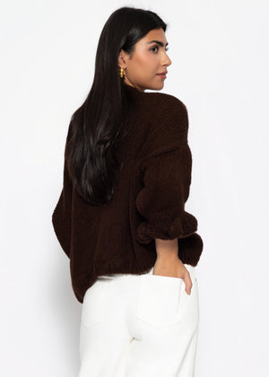 Cardigan with 3/4 sleeves - brown
