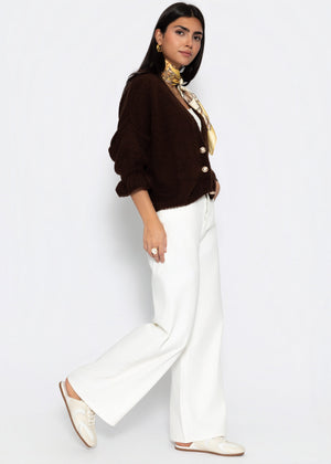 Cardigan with 3/4 sleeves - brown