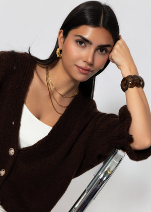Cardigan with 3/4 sleeves - brown