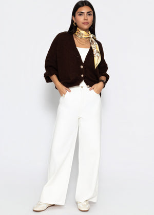 Cardigan with 3/4 sleeves - brown