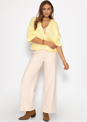 3/4-sleeve cardigan - butter yellow