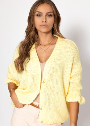 3/4-sleeve cardigan - butter yellow