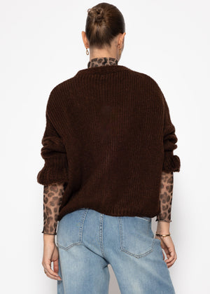 Cardigan with 3/4 sleeves - brown