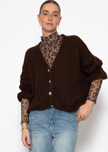 Cardigan with 3/4 sleeves - brown