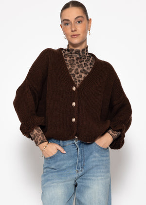 Cardigan with 3/4 sleeves - brown