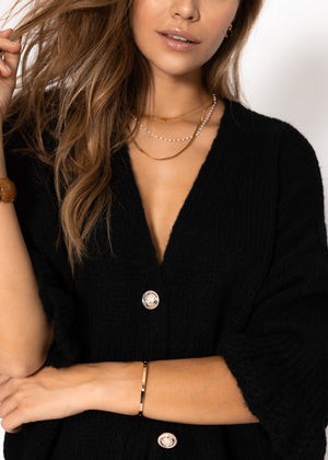 3/4-sleeve cardigan - black