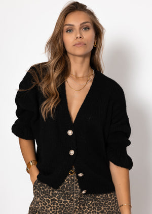 3/4-sleeve cardigan - black