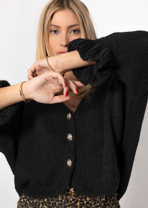 Cardigan mit 3/4-Ärmeln - schwarz