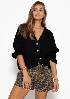 3/4-sleeve cardigan - black