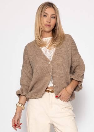 Cardigan with 3/4 sleeves - taupe