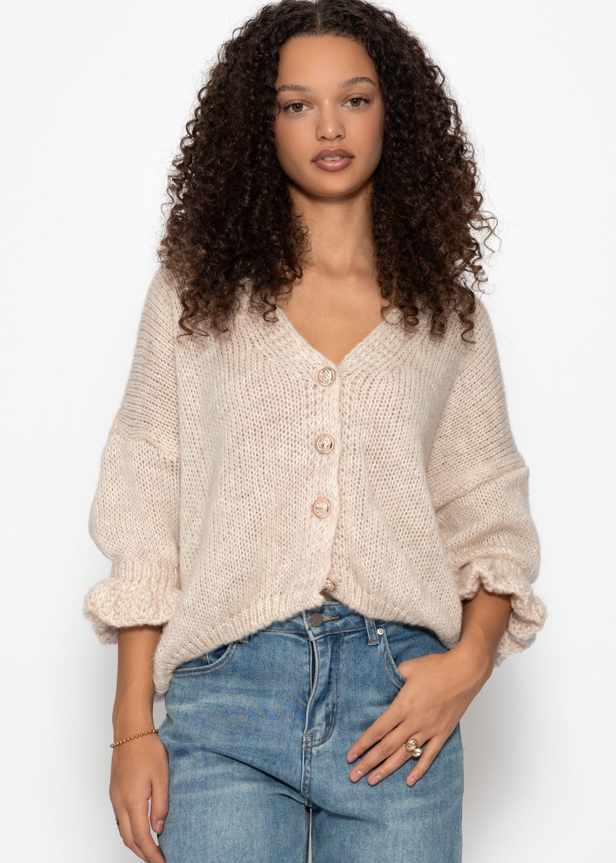 Cardigan with 3/4 sleeves - off-white