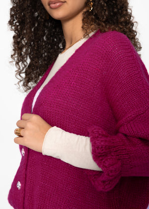 Cardigan mit 3/4-Ärmeln - fuchsia